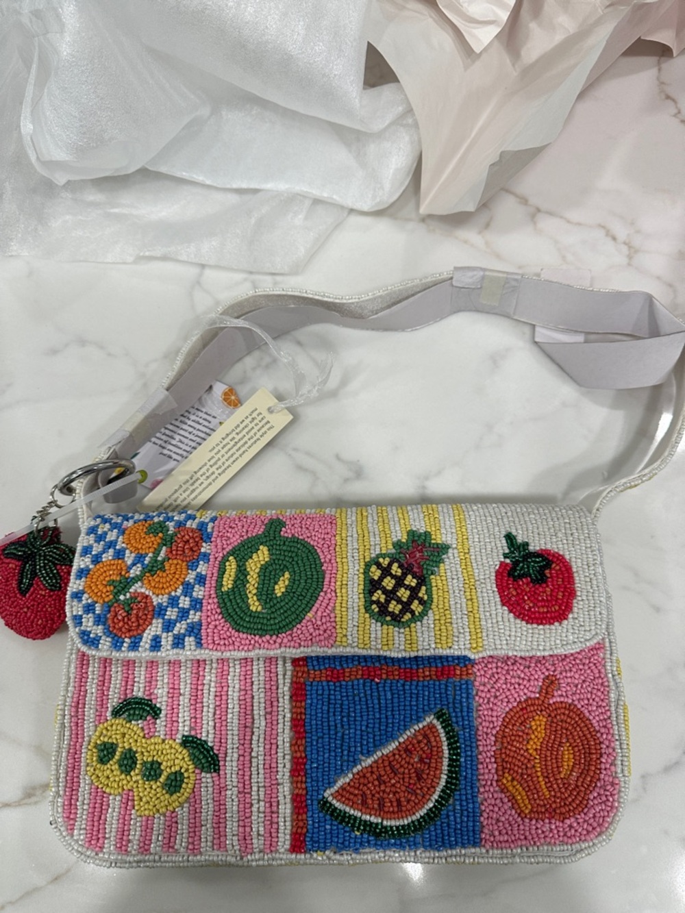 Made in India viral Colorful Beaded Fruit Bag